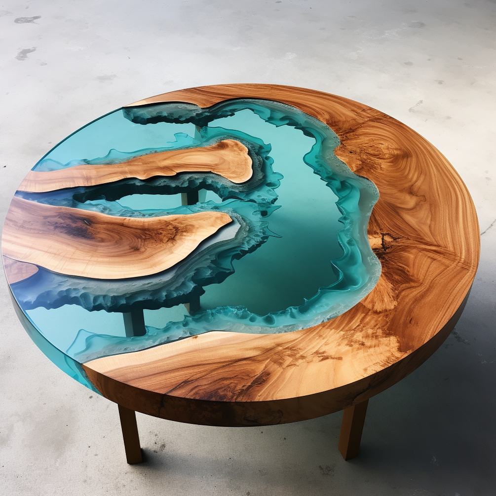 Walnut Transparent Woodend Resin Table