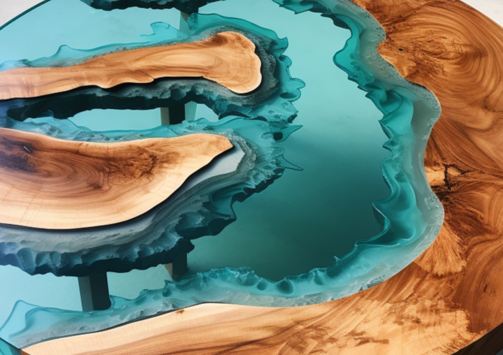 Walnut Transparent Woodend Resin Table