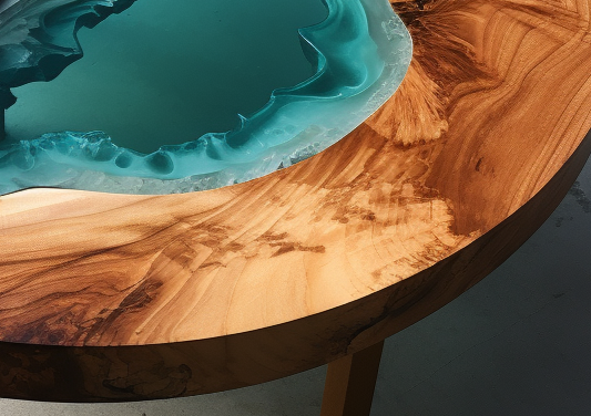 Walnut Transparent Woodend Resin Table
