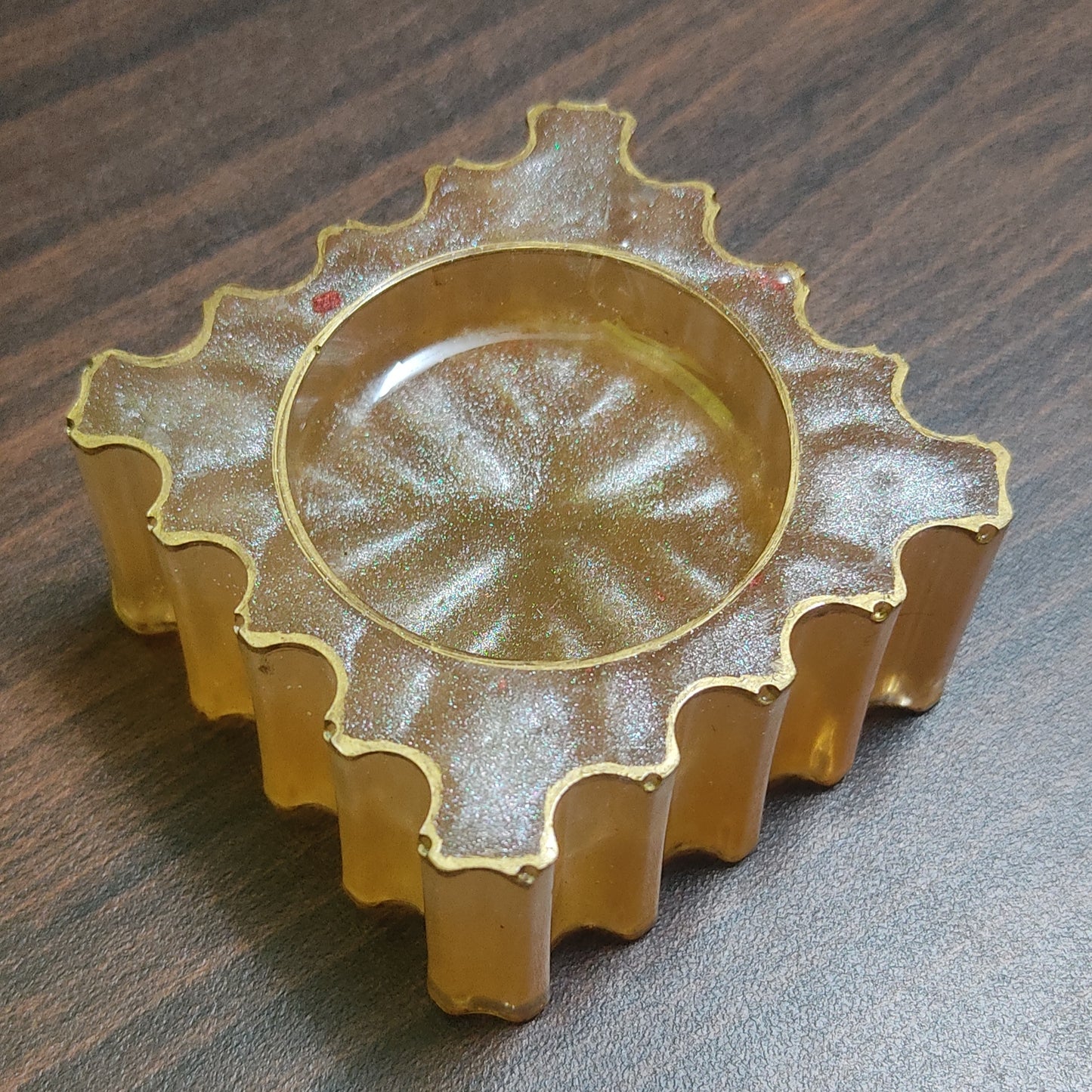 Orange Metallic Square Candle Holder