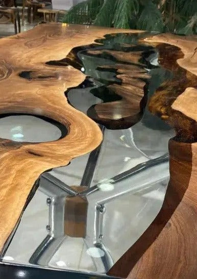 Transparent Wooden Resin Table