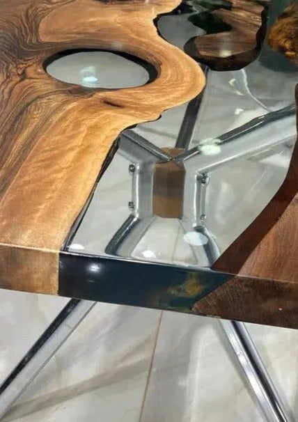 Transparent Wooden Resin Table