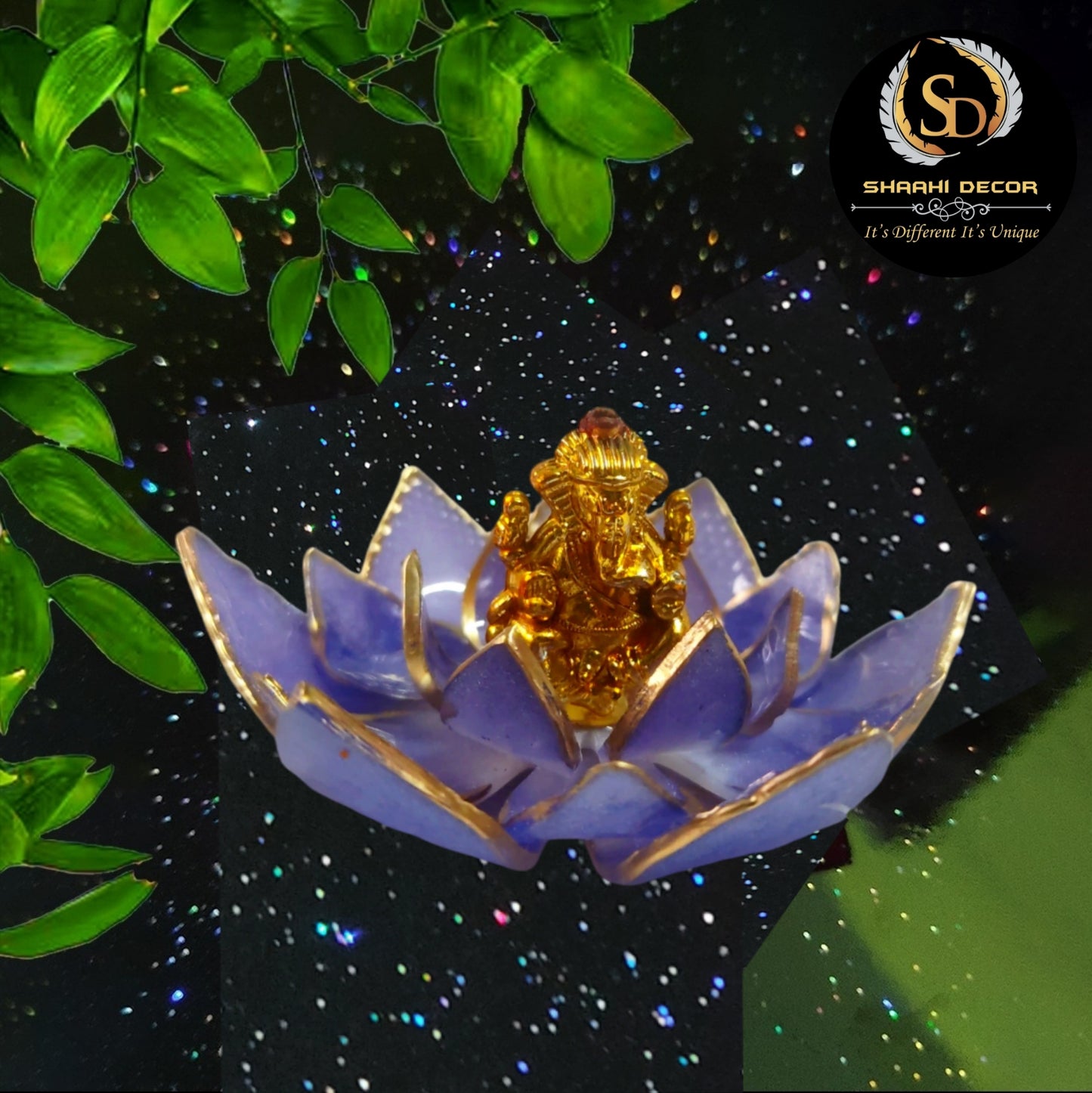 Ganesh Statue In Purple Lotus