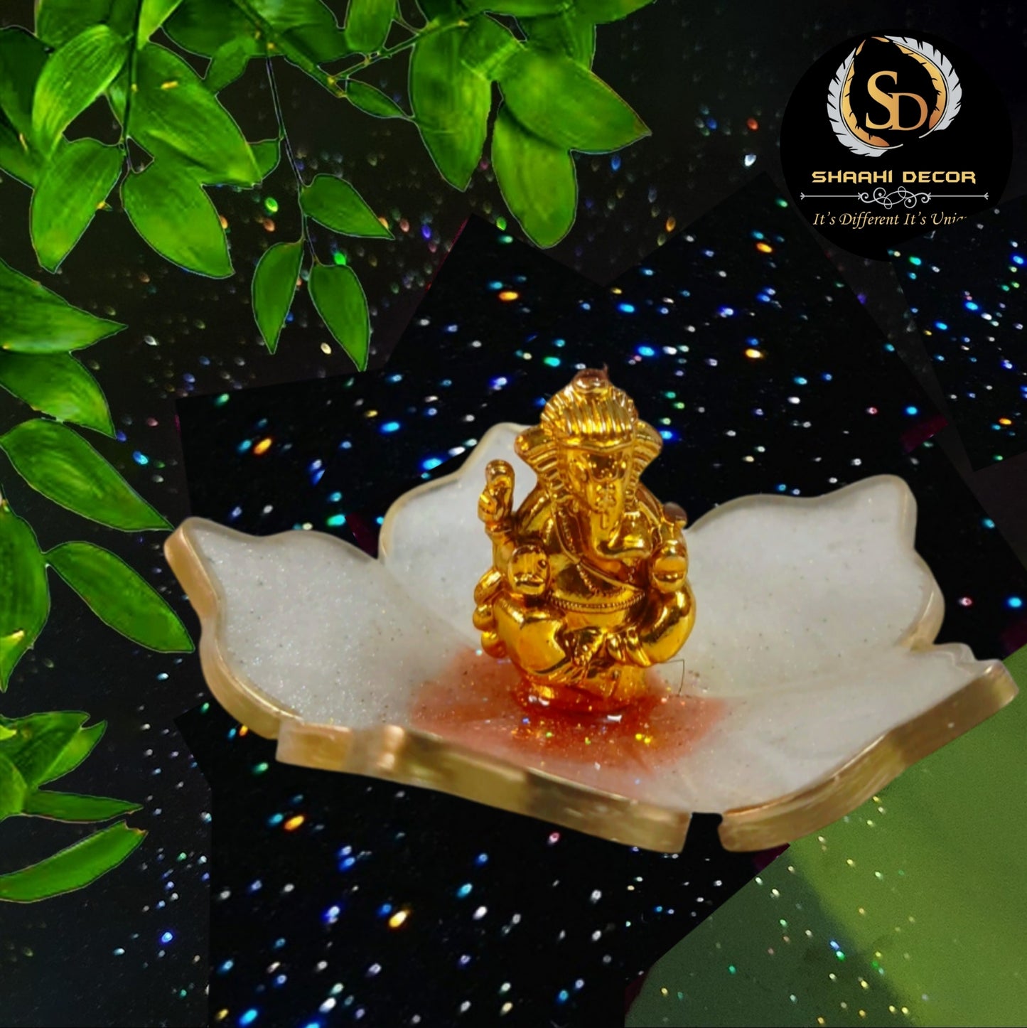 Ganesh Statue In White Flower