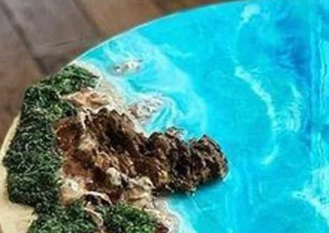 3D Ocean Patter Resin Wood