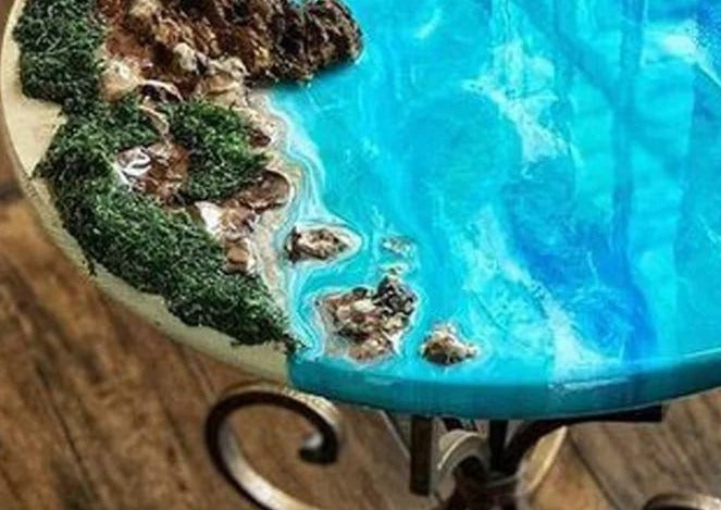 3D Ocean Patter Resin Wood