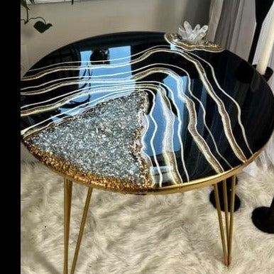 Black Round Resin Table