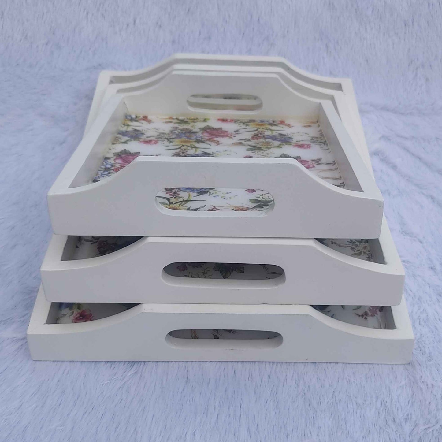 Rose Print With White Base Trays
