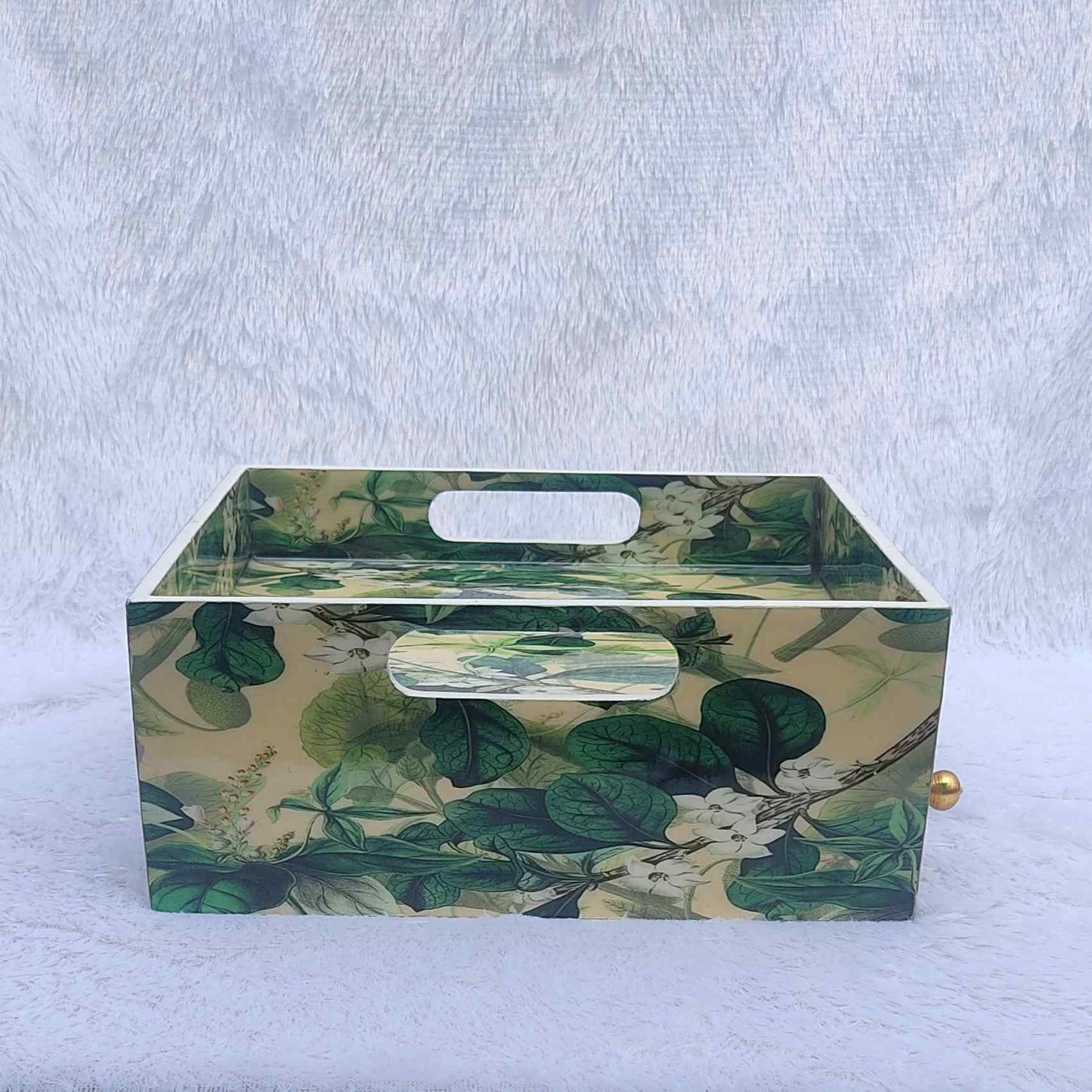 Green Floral Print With Cream Base