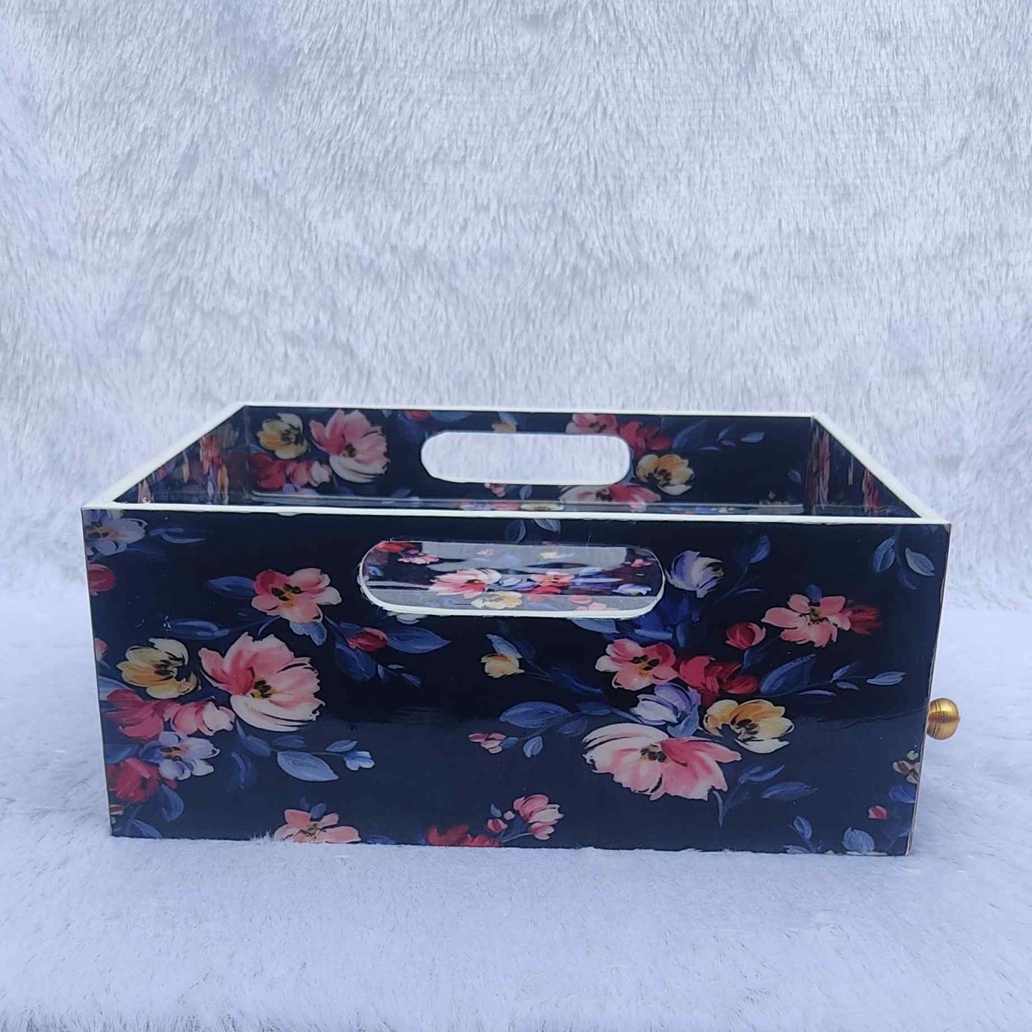 Pink Floral Print With Blue Base