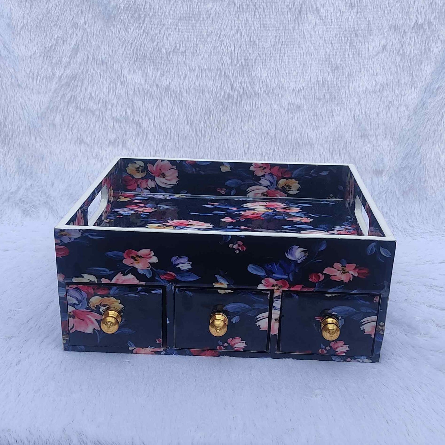 Pink Floral Print With Blue Base