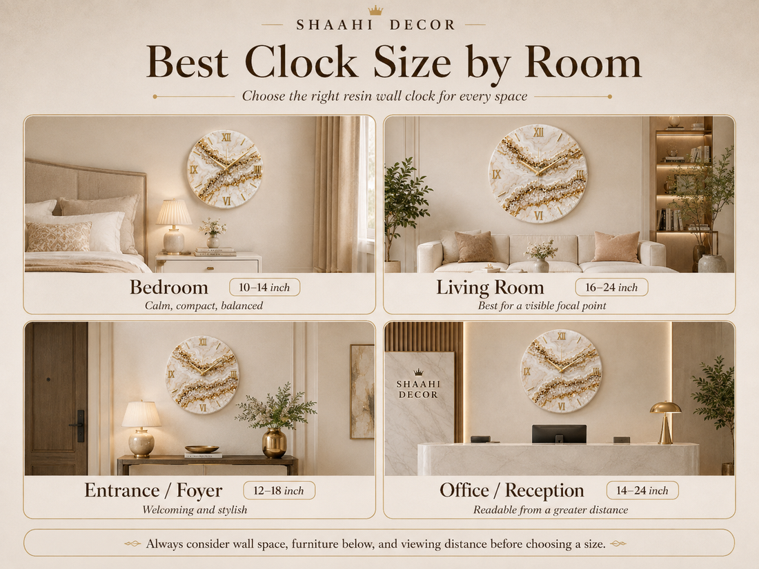 Resin wall clock size ideas for bedroom living room entrance and office