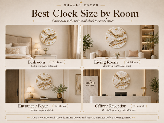 Resin wall clock size ideas for bedroom living room entrance and office