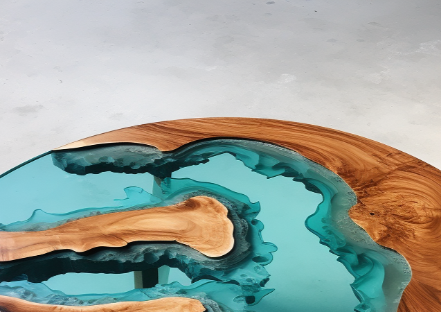 Walnut Transparent  Woodend Resin Table