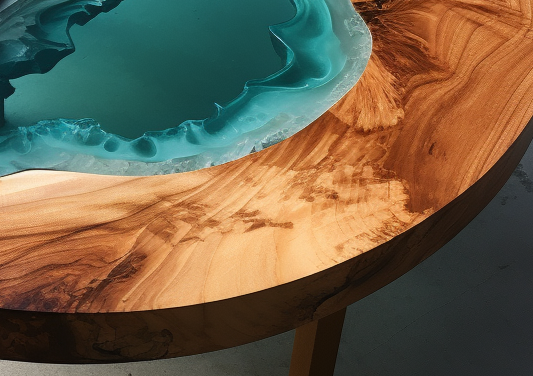 Walnut Transparent  Woodend Resin Table