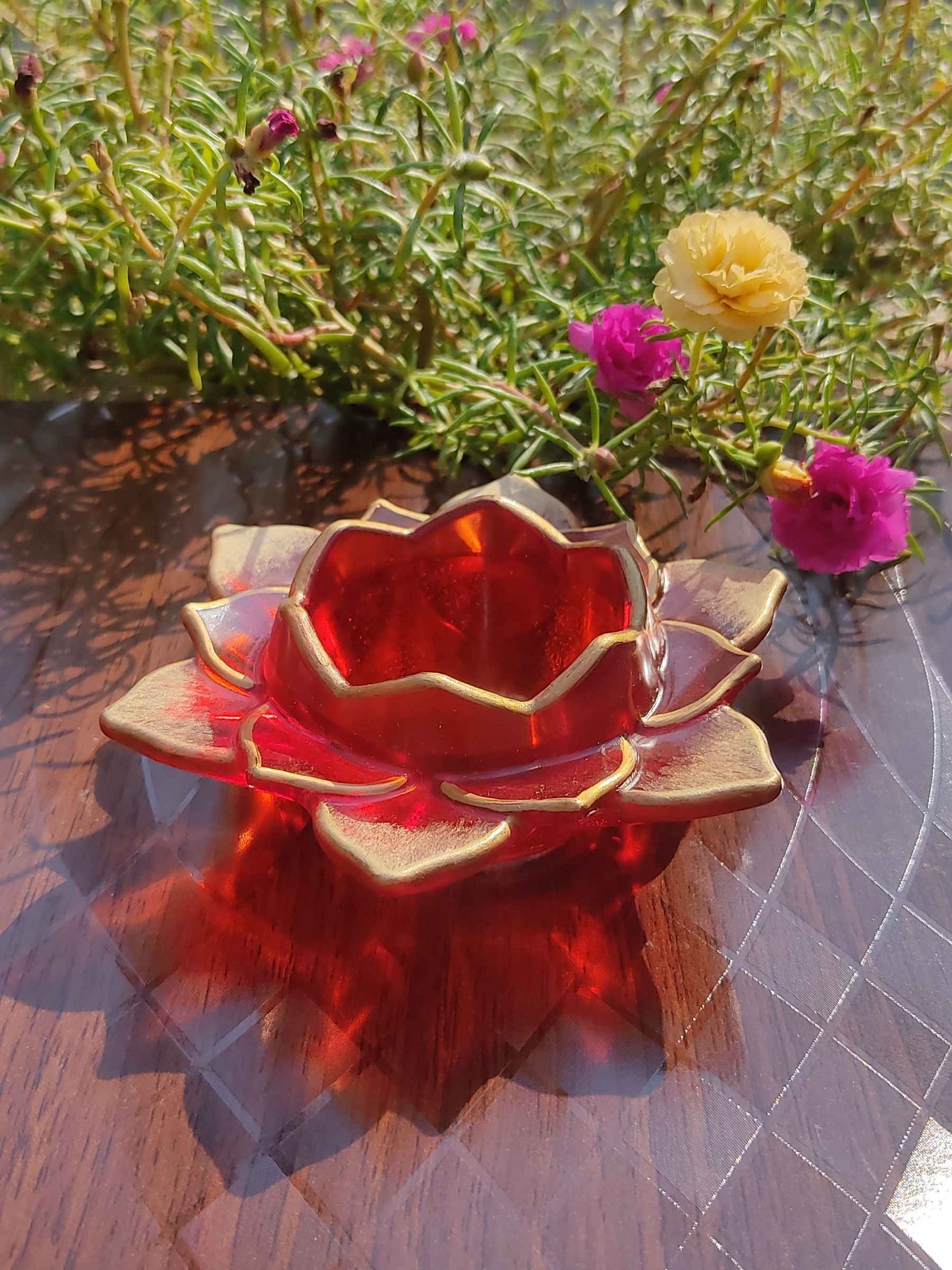 Red Lotus Candle Holder