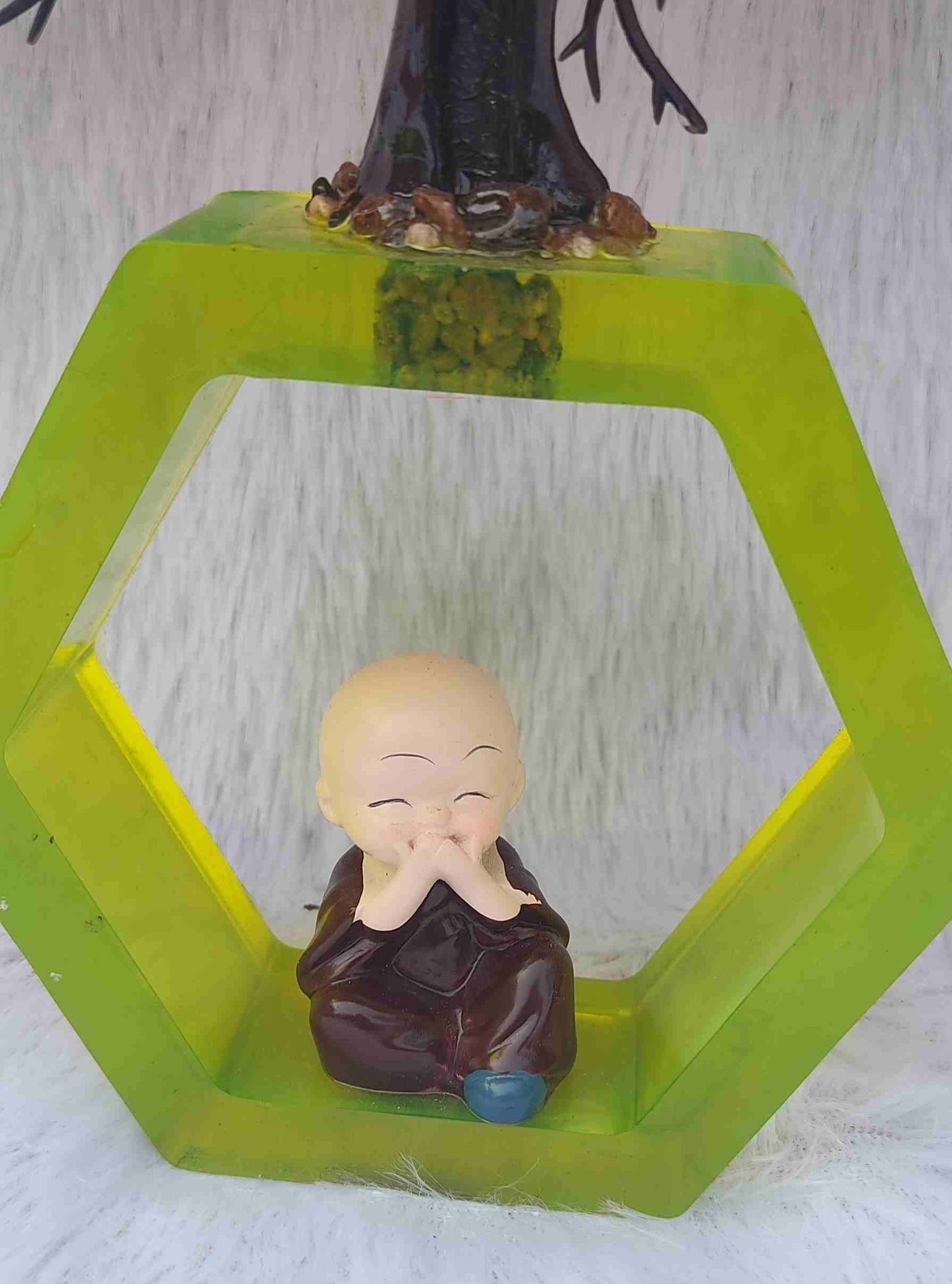 Lemon Yellow Planter Showpiece With Buddha