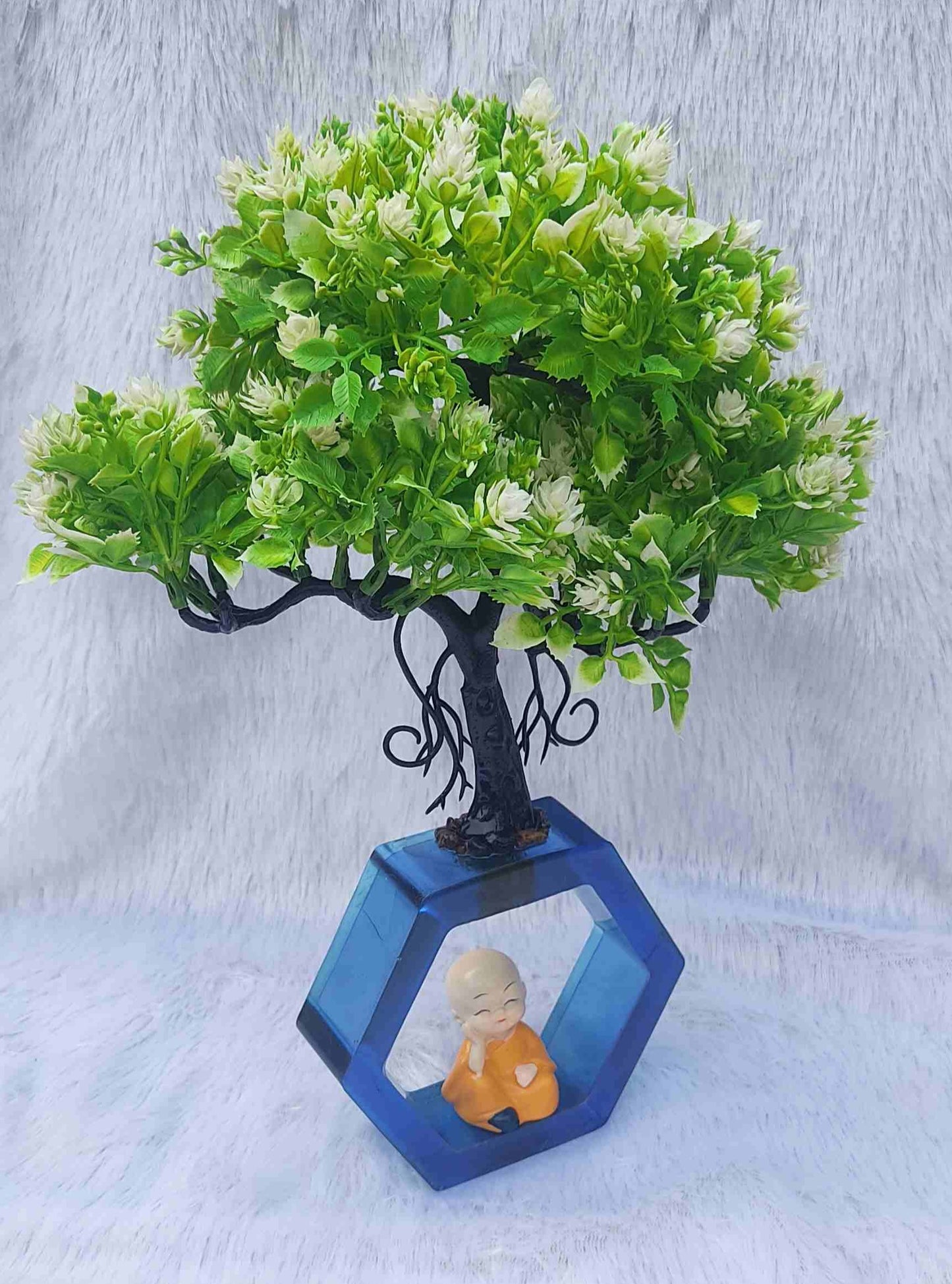 Blue Planter Showpiece With Buddha