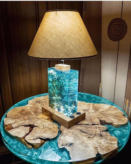 Luxury Blue Resin Wooden Table