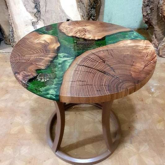 Green Wooden Resin Table