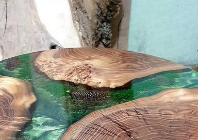 Green Wooden Resin Table