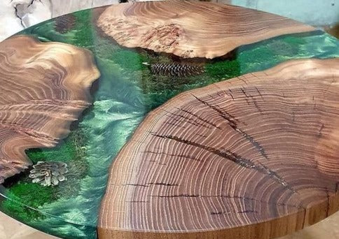 Green Wooden Resin Table