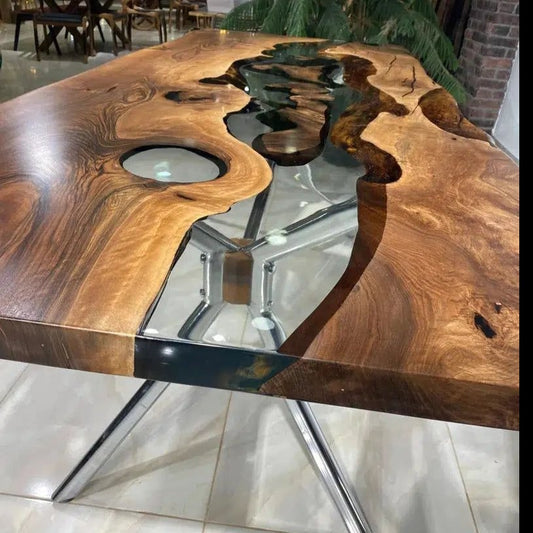 Transparent Wooden Resin Table