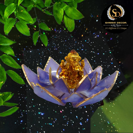 Ganesh Statue In Purple Lotus