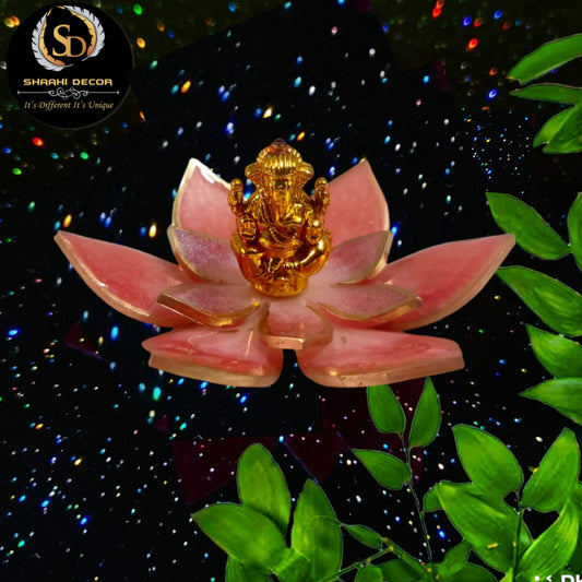 Ganesh Statue In Peach Lotus
