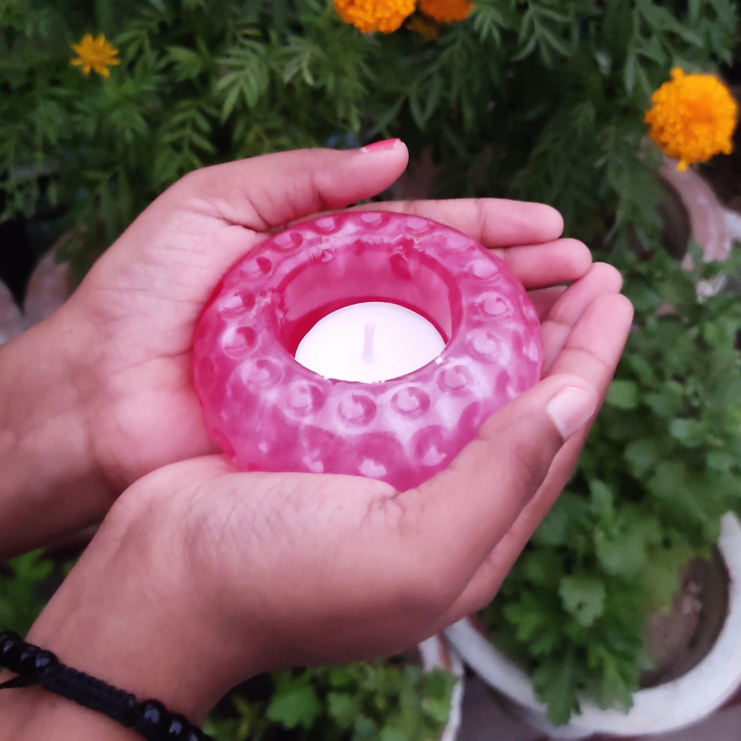 Metallic Pink Bangle candle holder