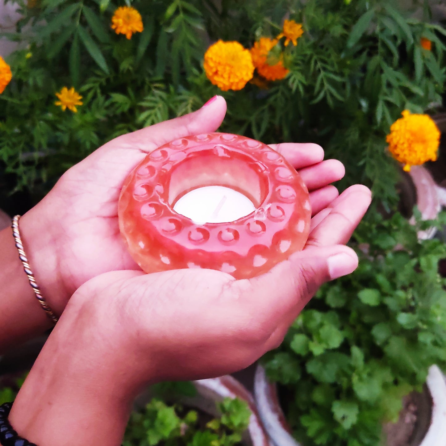 Cream Orange Bangle Candle Holder