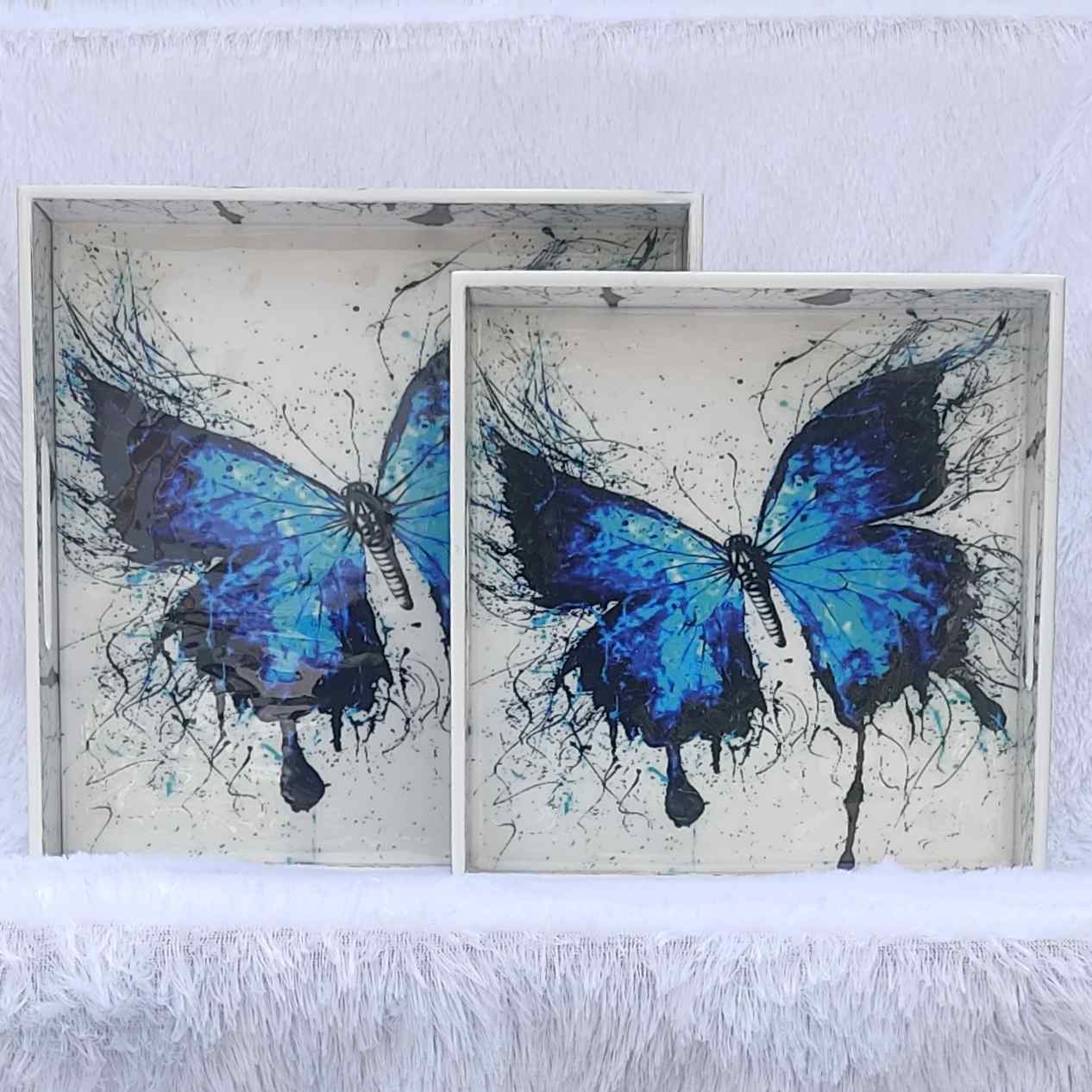 Butterfly Print With Off White Base